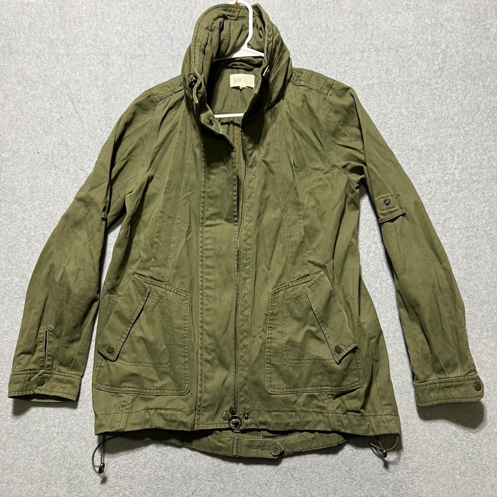 Jolt Olive Green Utility Jacket Full Zip Drawstring Waist Size S Streetwear